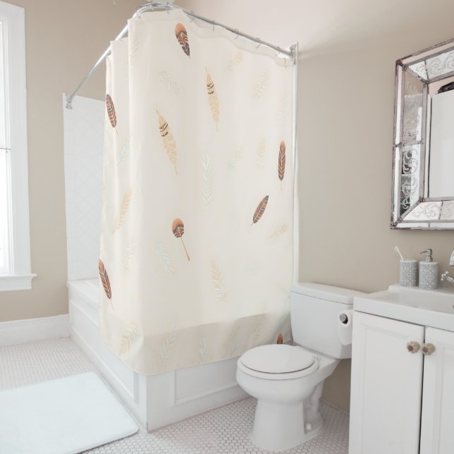 Feathers Luxury Popular Boho Collection Shower Curtain (In Situ)
