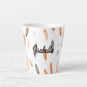 Feathers Luxury Trendy Boho Collection Latte Mug