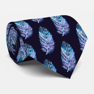 Feathers Neck Tie - Custom Colors - Dark Blue