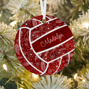 feathers paislies floral pattern maroon volleyball metal tree decoration