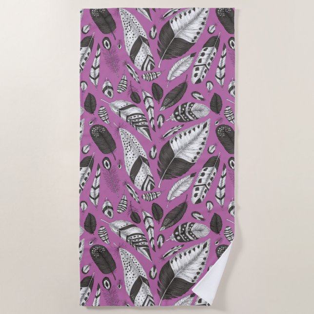 Feathers pattern beach towel (Front)