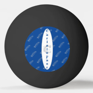 Feathers Pattern Blue Simple Modern Name Monogram Ping Pong Ball