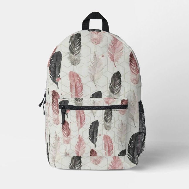 Feathers Printed Backpack (Front)