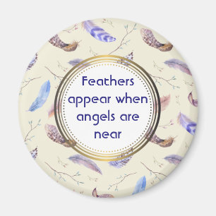 Feathers Watercolor Pattern With Angel Quote Magnet