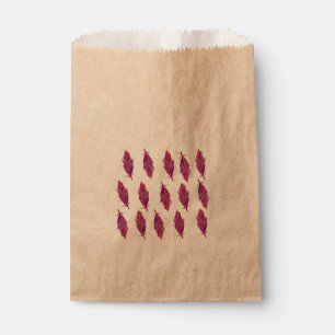 Feathers Watercolor  Red Pink  Favor Bag