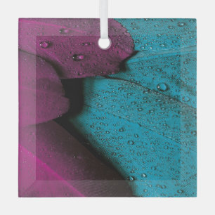 FEATHERS WET  GLASS TREE DECORATION