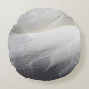 Feathers white swan plumage round cushion