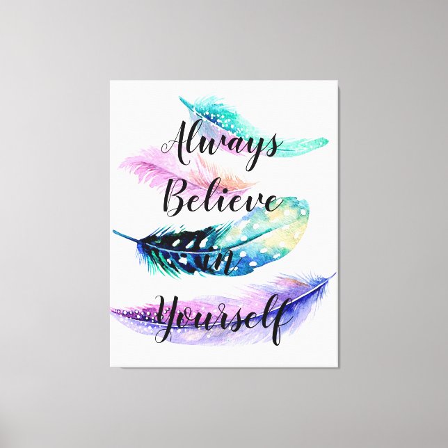 Feathers with Quote Canvas Print (Front)