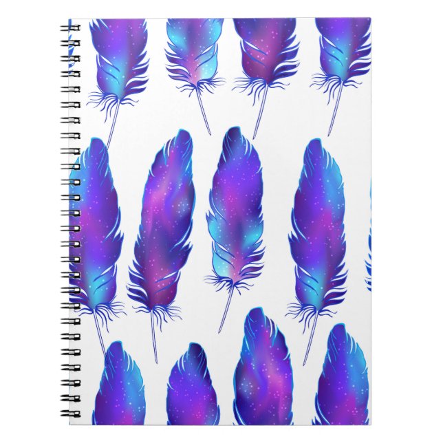 Feathers with space texture, magical pattern. notebook (Front)