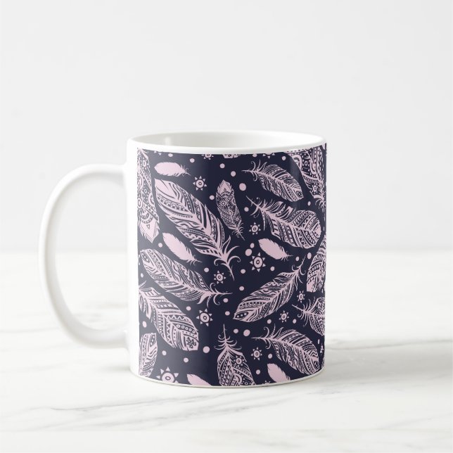 Feathery Fantasy: Romantic Pattern Creation Coffee Mug (Left)
