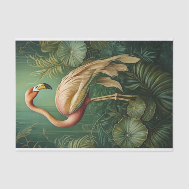 Feathery Flamingo Blush, Muted Botanical Tissue Paper (Front)