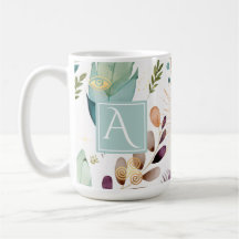 Feathery Floral Pattern Custom Mug