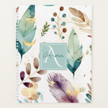 Feathery Floral Pattern Monogram