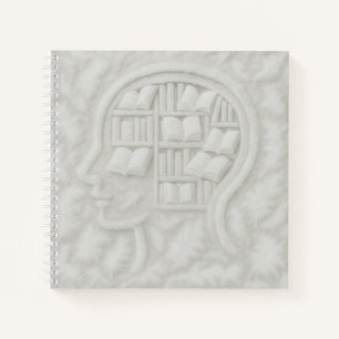 Feathery Head Filled With White Books (Light BG)