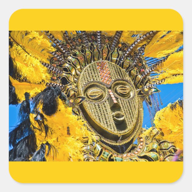 feathery mask square sticker (Front)