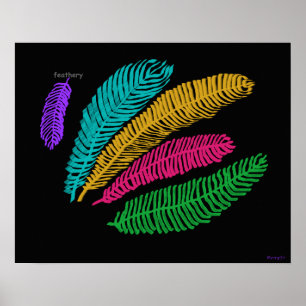 Feathery original art bright colours poster