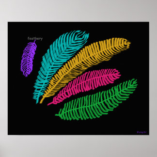 Feathery original art bright colours poster