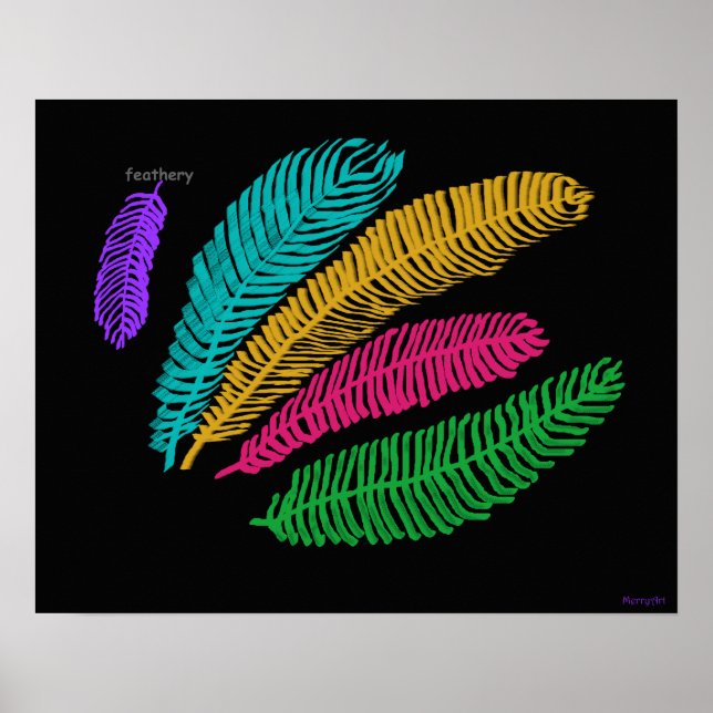 Feathery original art bright colours poster (Front)
