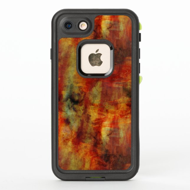 Feathery Reds and Yellows Watercolor Design LifeProof iPhone Case (Back)