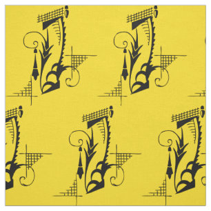 Feathery Structural-Natural Deco-Nouveau Motif Fabric