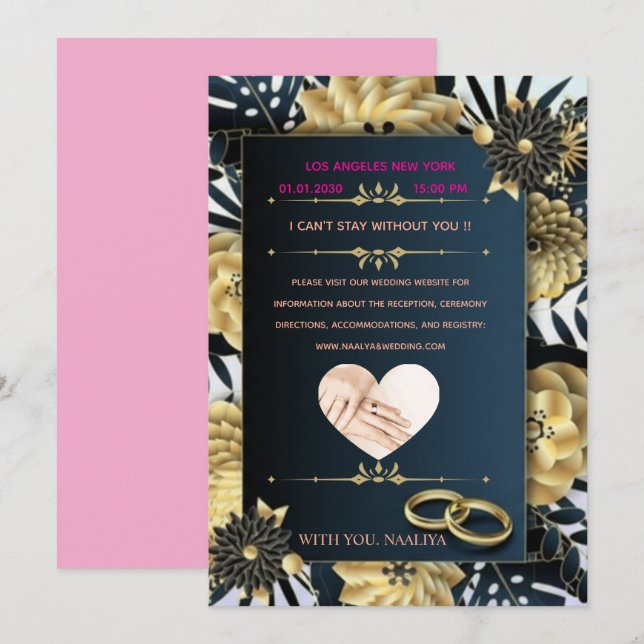 featur-Luxury-Black-Gold-Floral-Wedding-Invitation Invitation (Front/Back)