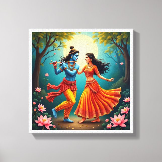 featuring Radha Krishna Spiritual Paintings 🌺🎶. Canvas Print (Front)