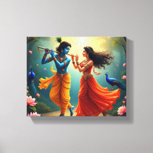 featuring Radha Krishna Spiritual Paintings 🌺🎶. Canvas Print