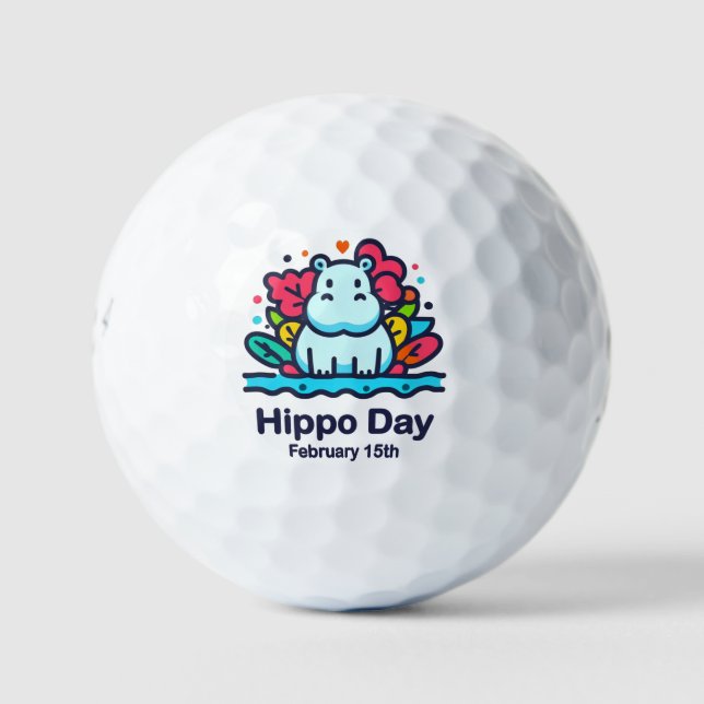 Feb 15th - Hippo Day Golf Balls (Front)