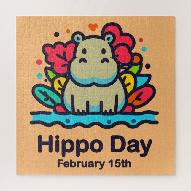 Feb 15th - Hippo Day Jigsaw Puzzle (Vertical)
