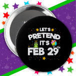 Feb 29th Leap Day Let's Pretend Leap Year Birthday 10 Cm Round Badge<br><div class="desc">Fun novelty leap year birthday design w/ cute frog & balloons graphic perfect for a birthday party! Celebrate your unbirthday this non-leap year & pretend it's Feb 29th!</div>