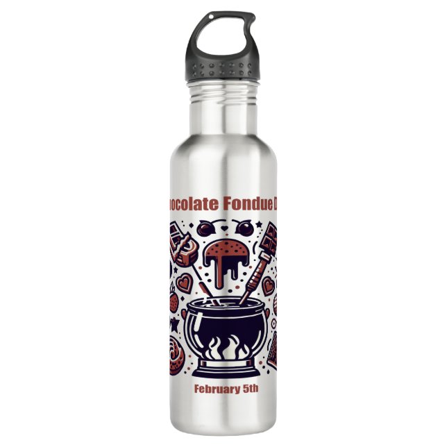 Feb 5th - Chocolate Fondue Day 710 Ml Water Bottle (Front)