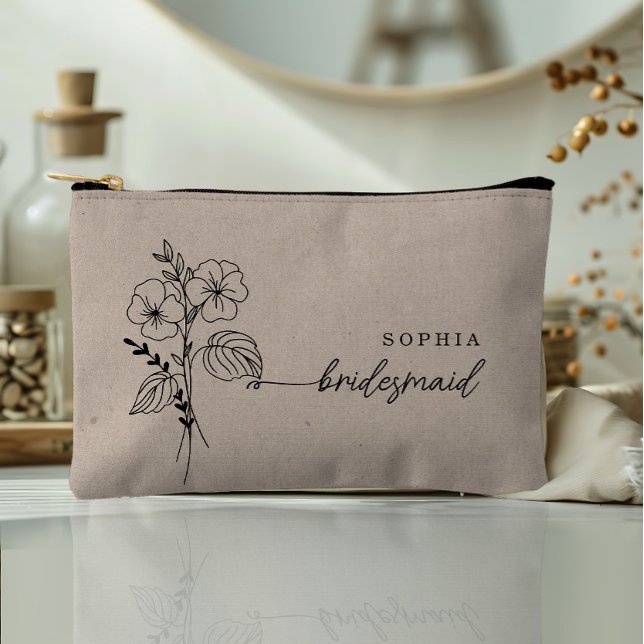 Februar Birth Month Flower Personalised Bridesmaid Accessory Pouch (Creator Uploaded)