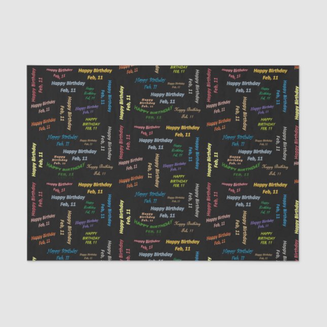 February, 11 Birthday Tissue Paper (Front)