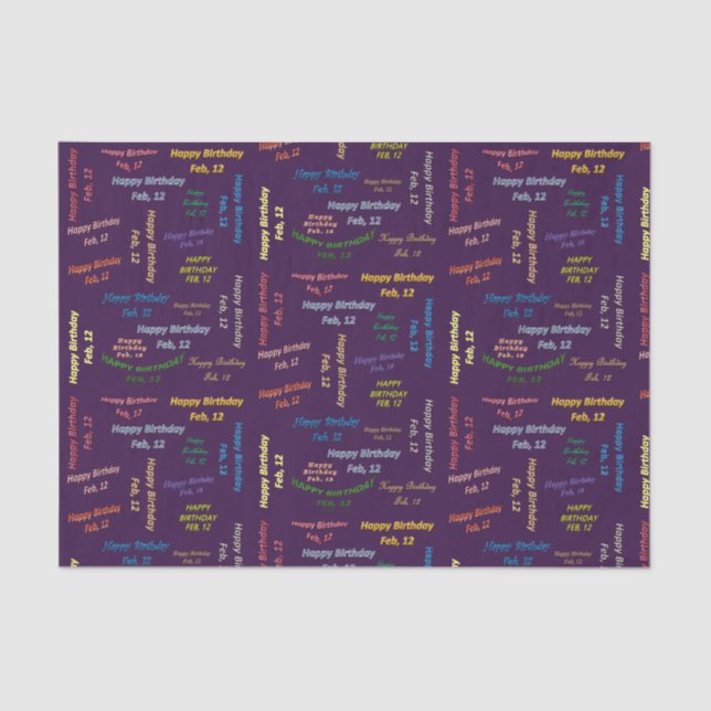 February, 12 Birthday Tissue Paper (Front)