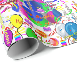February, 14 Birthday Gift Wrapping Paper