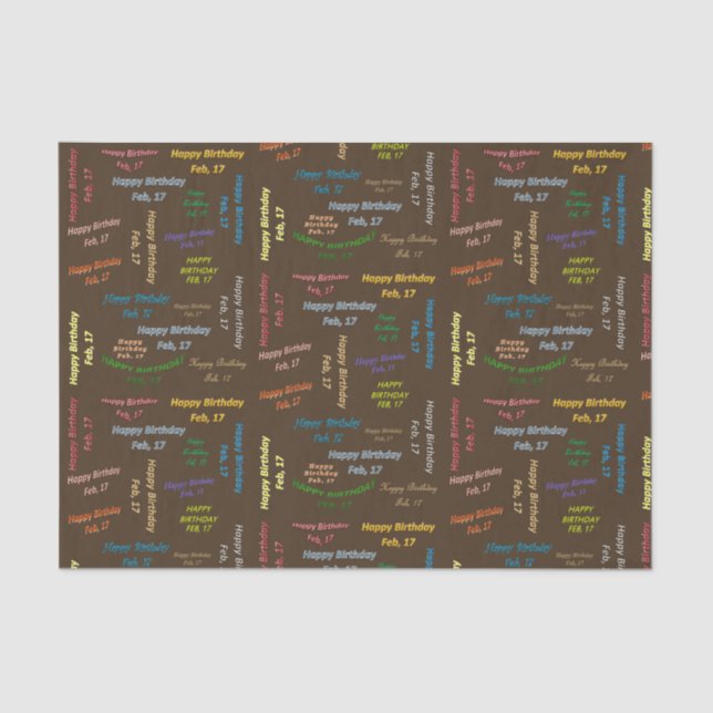 February, 17 Birthday Tissue Paper (Front)