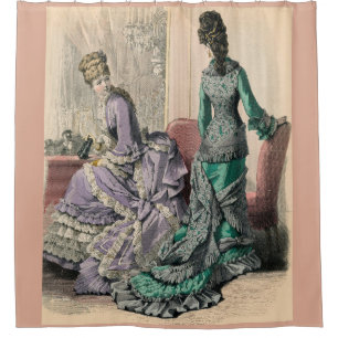February 1877 Victorian fashions print Shower Curtain