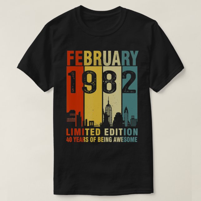 February 1982 Limited Edition 40 Years Of Being Aw T-Shirt (Design Front)