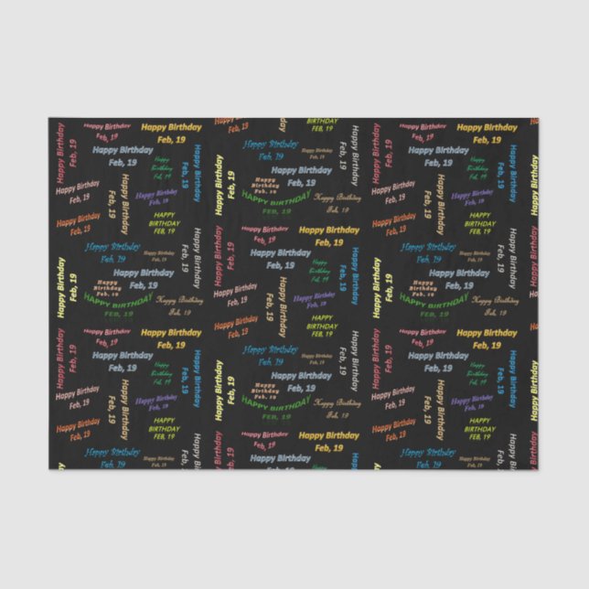 February, 19 Birthday Tissue Paper (Front)