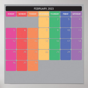 February 2023 planer calendar colour days poster