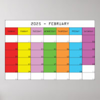 February 2025 colour days calendar planer