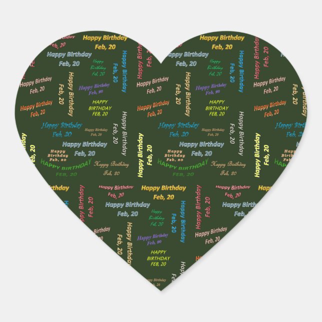 February, 20 Birthday Sticker (Front)