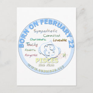 February 22nd Birthday - Pisces Postcard