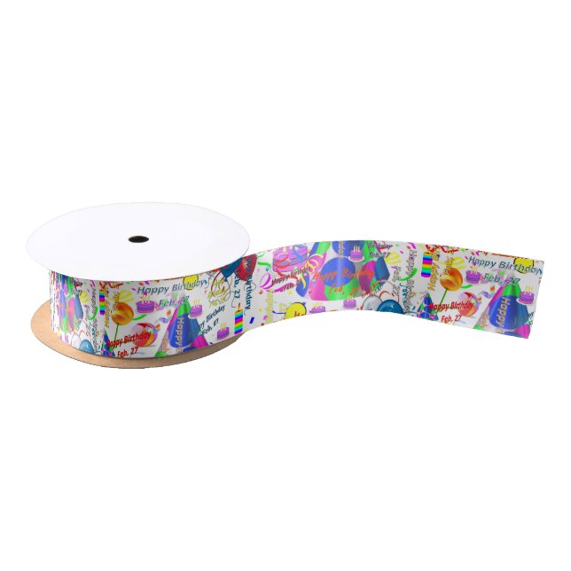 February, 27 Birthday Ribbon Satin Ribbon (Spool)