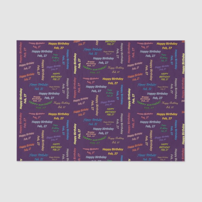 February, 27 Birthday Tissue Paper (Front)