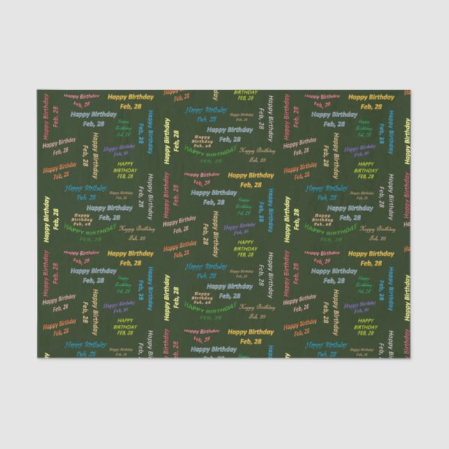 February, 28 Birthday Tissue Paper (Front)