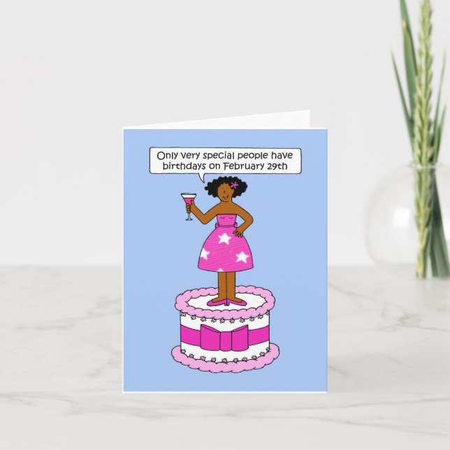 February 29th Birthday African American Lady Card (Front)