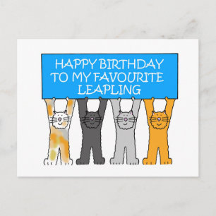 February 29th Birthday Cats Postcard