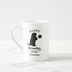 February 2   Happy Groundhog Day Personalised Name Bone China Mug