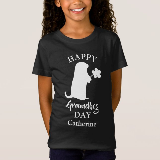 February 2 | Happy Groundhog Day Personalised Name T-Shirt (Front)